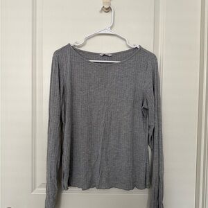 Tresics Heather Gray Long Sleeve Ribbed Boatneck Tee